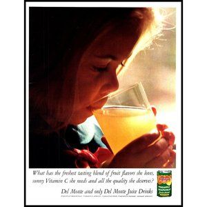1964 Del Monte Pineapple Grapefruit Juice Vintage Print Ad Little Girl Wall Art